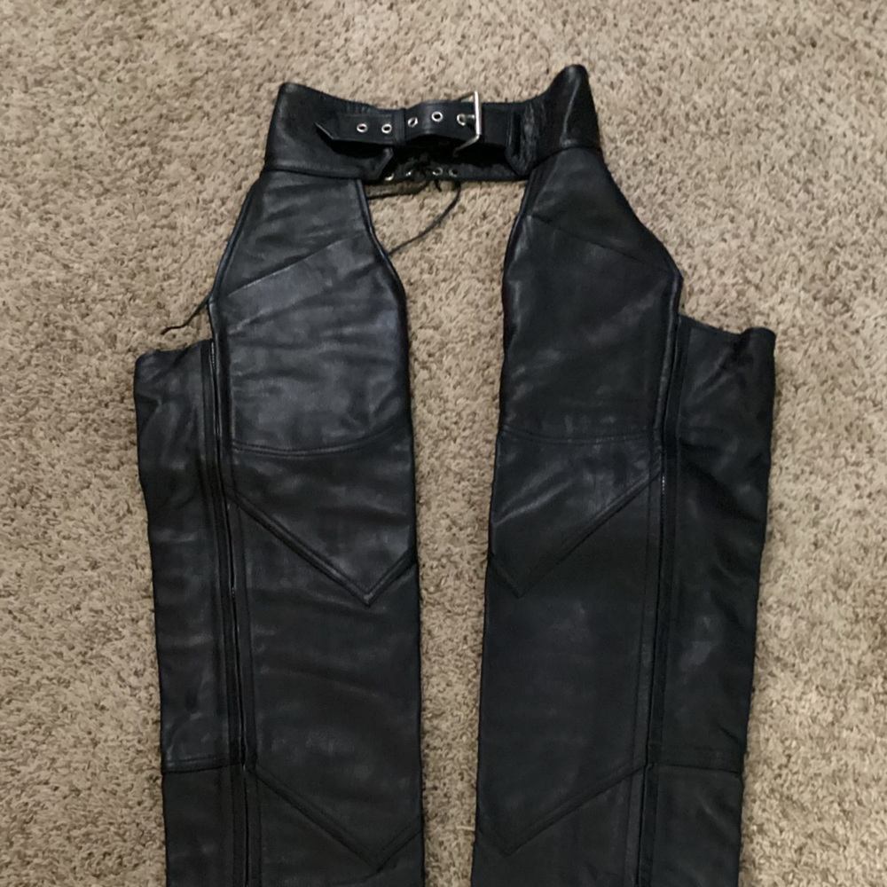 Black Leather Riding Chaps